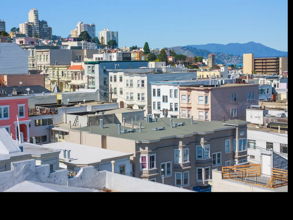 Russian Hill neighbourhood - view from a rooftop in San Francisco