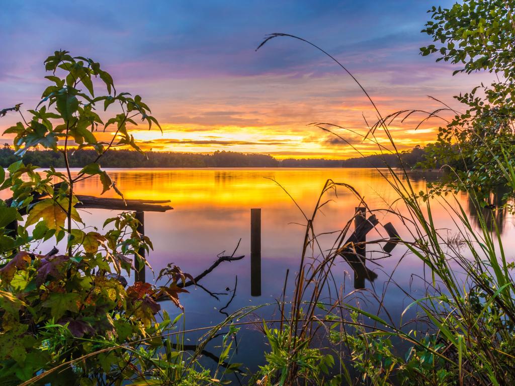 Tupelo, Mississippi, USA taken at evening at Elvis Presley Lake located in Lee County.