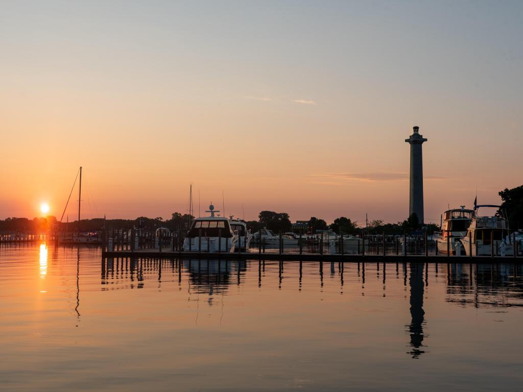 Put in Bay Harbor at Sunrise, located on South Bass Island on Lake Erie
