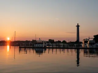 Put in Bay Harbor at Sunrise, located on South Bass Island on Lake Erie
