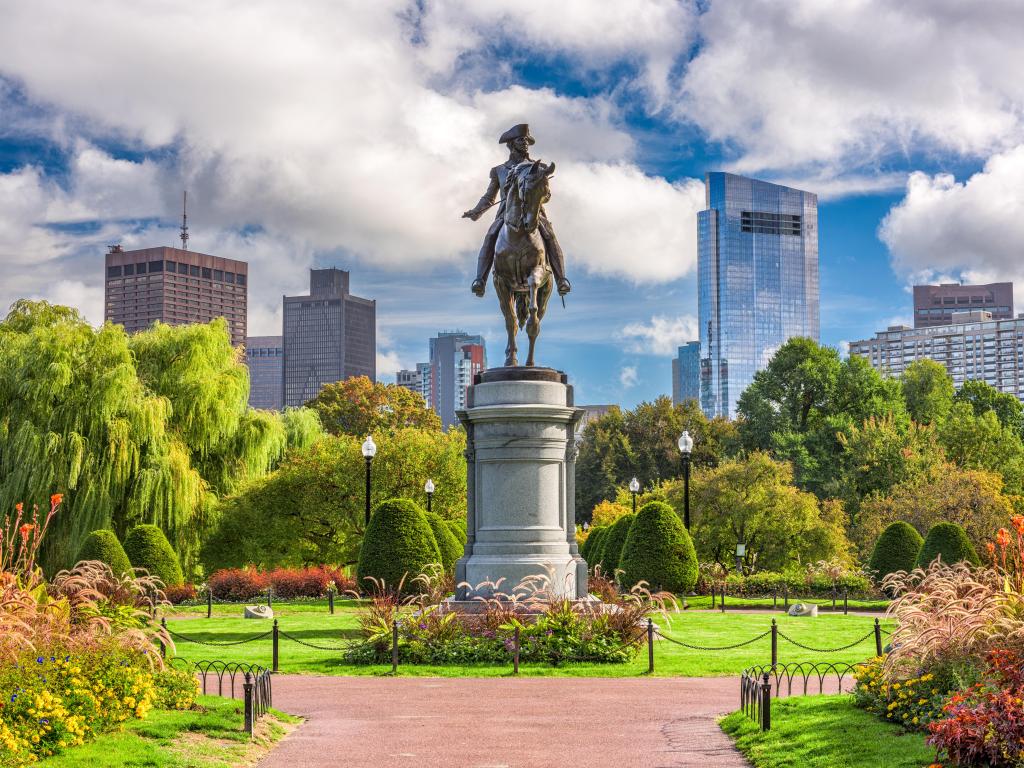 George Washington Monument at Public Garden in Boston, Massachusetts.