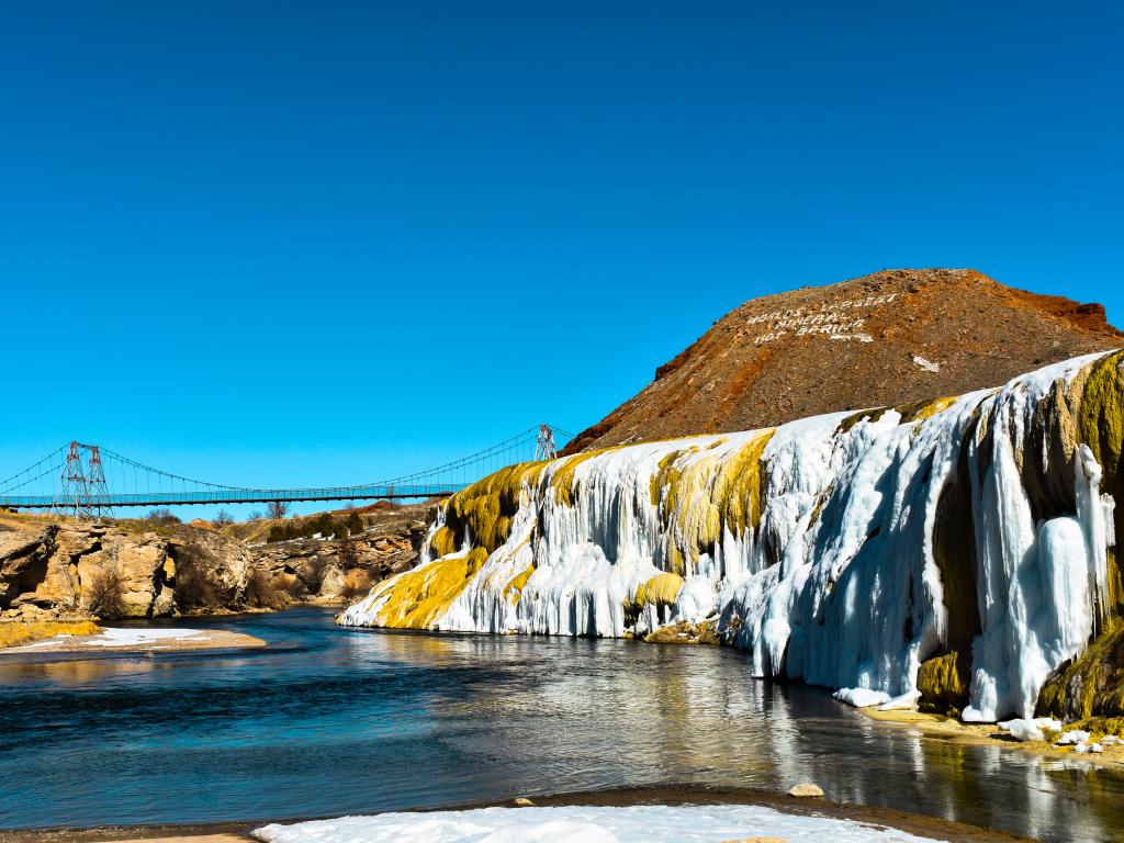 Colorful travertine deposits in the Hot Springs State Park - Thermopolis, Wyoming