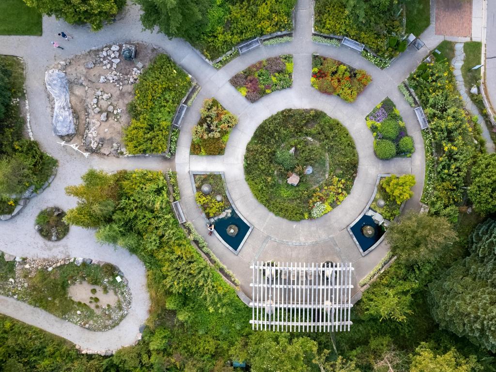 Aerial view of Matthaei Botanical Gardens in Ann Arbor, Michigan