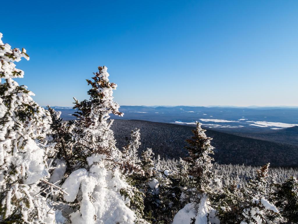 Winter view from the summit of the Mont Mégantic, at the Mont Mégantic national park, Quebec, Canada