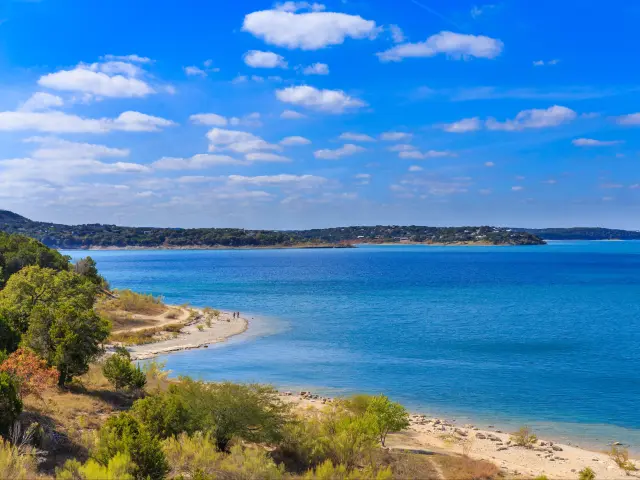 Beautiful blue waters of Canyon Lake close to San Antonio, New Braunfels, Texas
