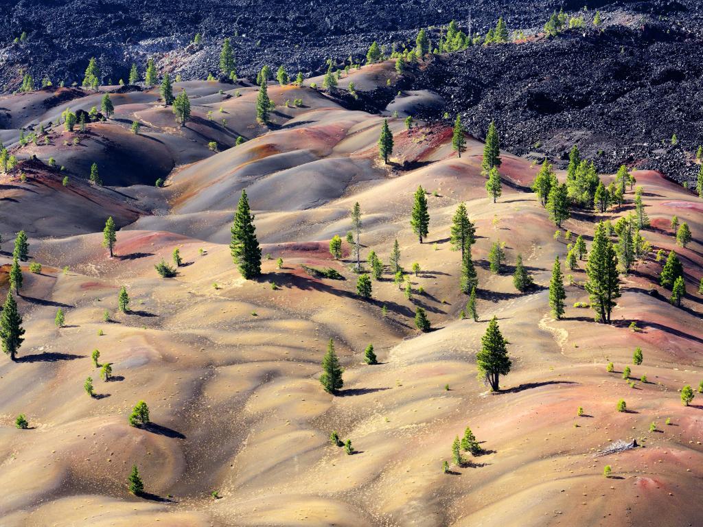 Painted Dunes at Lassen Volcanic National Park, as seen from the top of the Cinder Cone