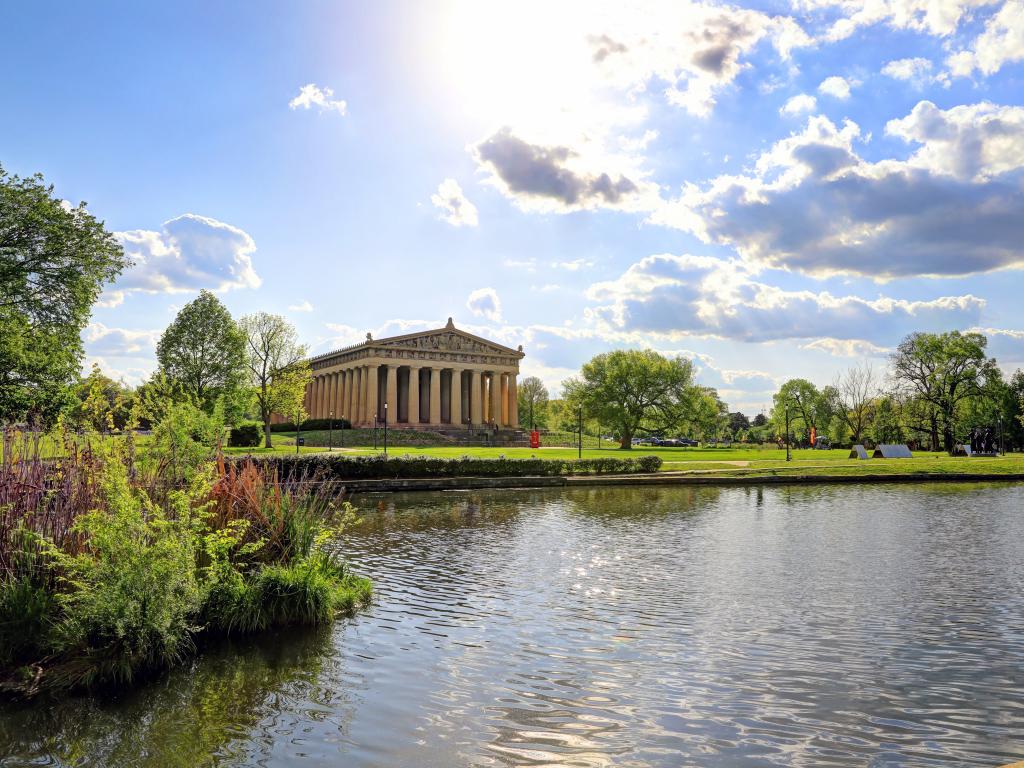 The Nashville Parthenon in the Centennial Park on a bright summer's day.