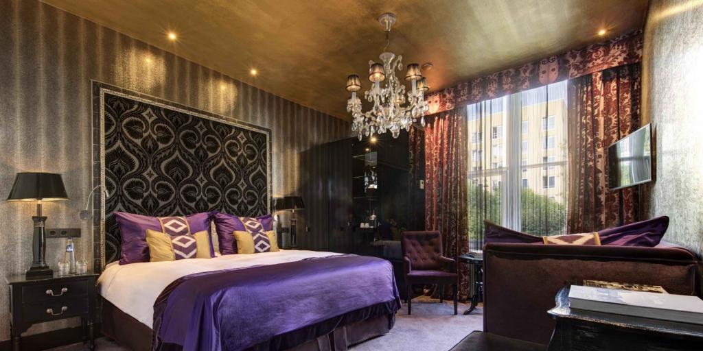 Luxurious bedroom in The Toren Hotel in Amsterdam