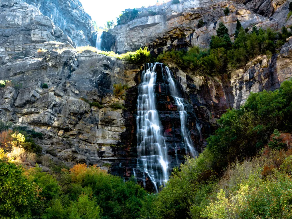 Bridal Veil Falls, Utah, USA. 607-foot-tall double cataract waterfall in the south end of Provo Canyon. 