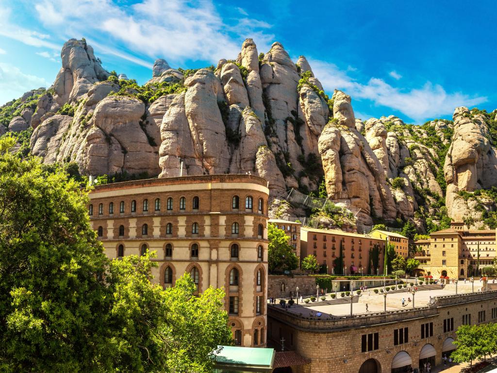 Santa Maria de Montserrat abbey in Monistrol, on a beautiful summer day.