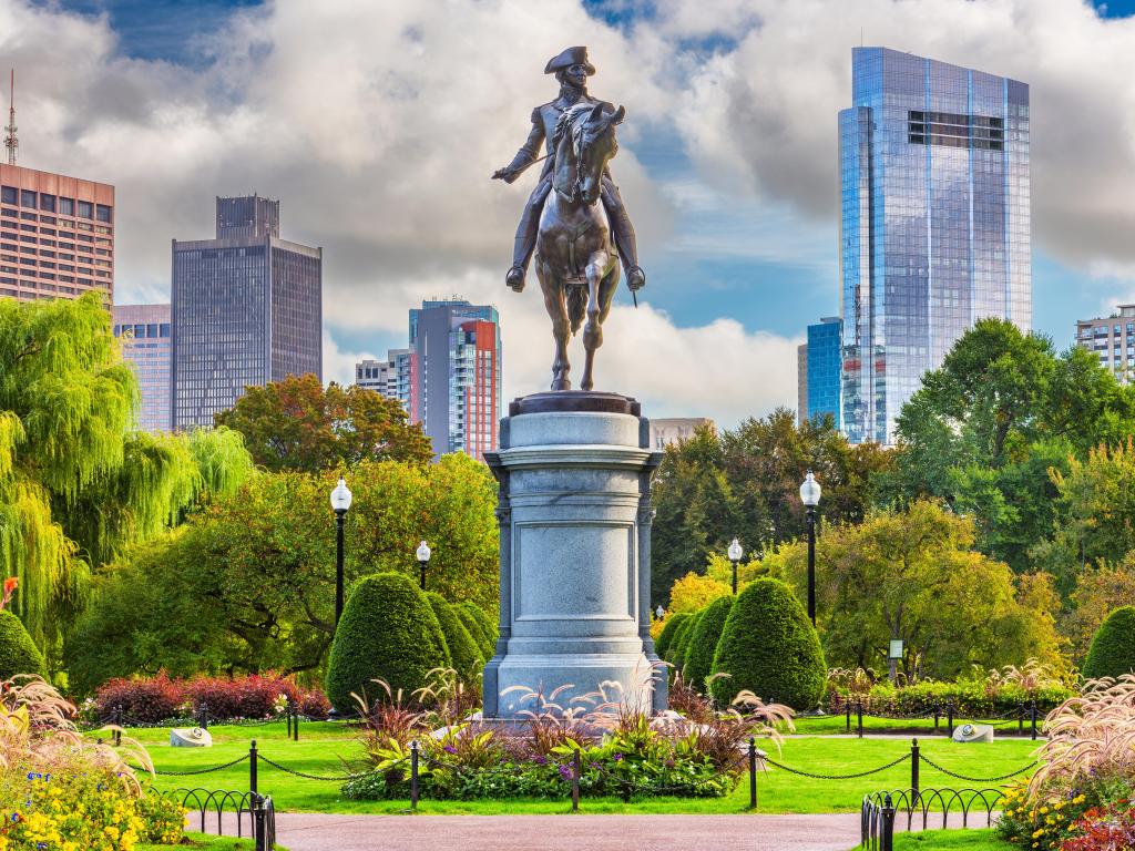 George Washington Monument at Public Garden in Boston, Massachusetts.