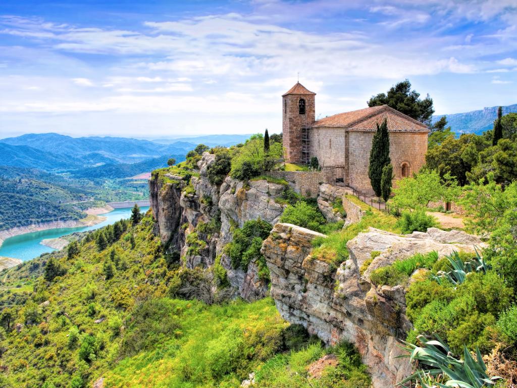 Santa Maria de Siurana church overlooking a mountain valley