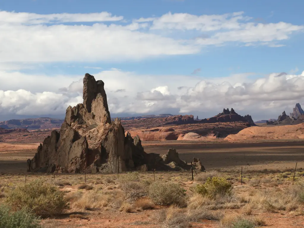 Unique rock formation near Kayenta in Arizona on a cloudy day