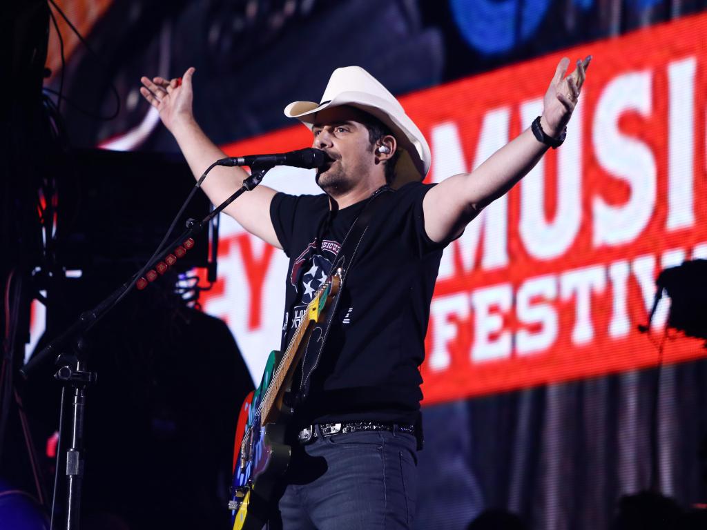 Famous country musician Brad Paisley performing at famous festival in Nashville