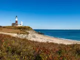 Scenic lighthouse in Long Island on a sunny day