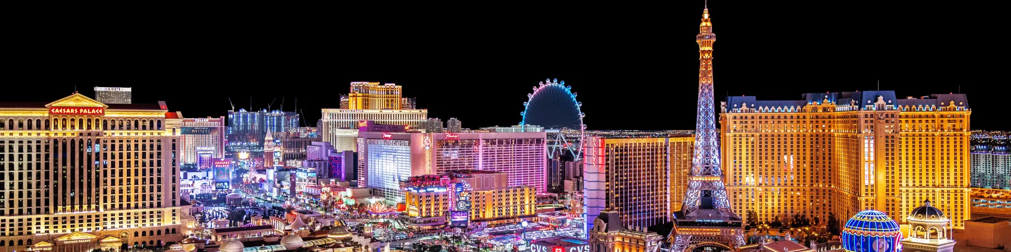 Panoramic view of the strip at night