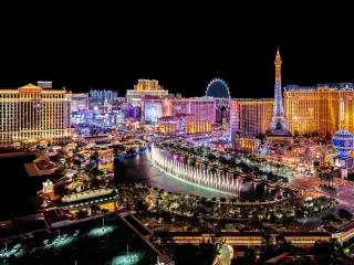 Panoramic view of the strip at night