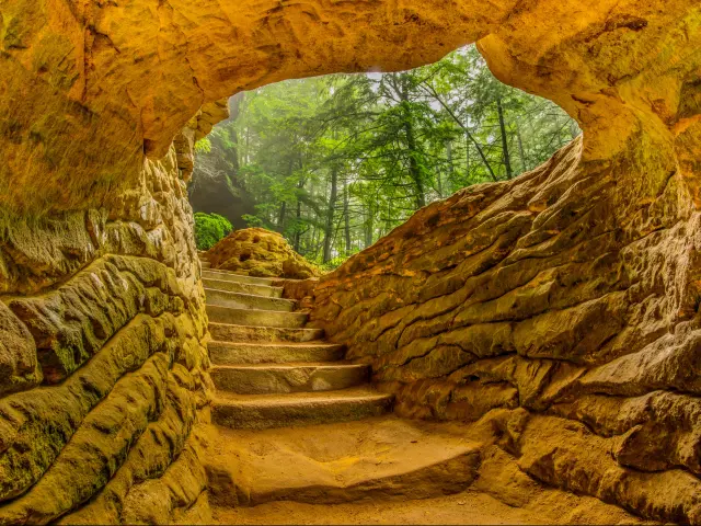 Staircase in Hocking Hills State Park in Ohio