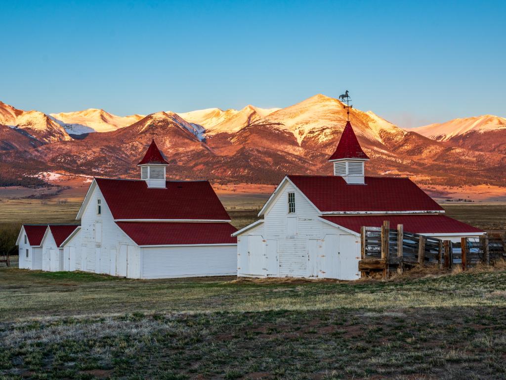 A historical cattle ranch in Westcliffe, with the backdrop of the mountains