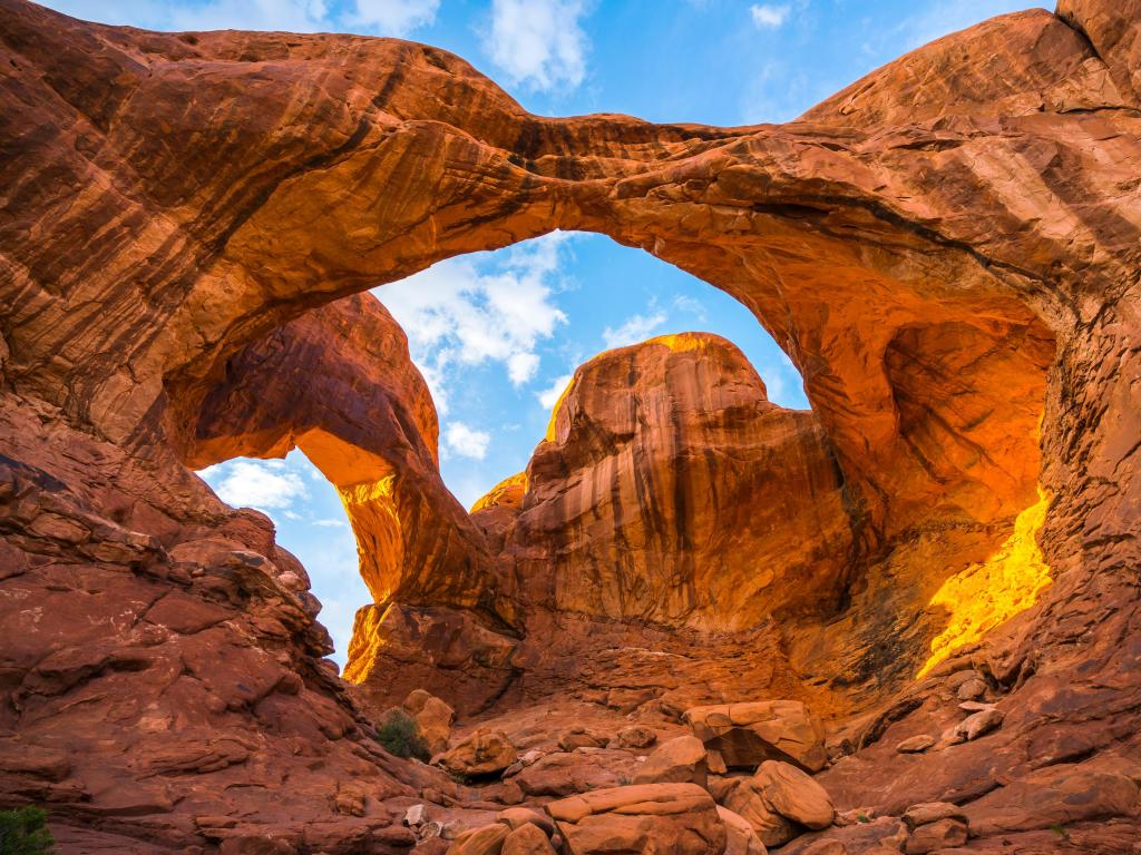 Arches National Park, Utah, USA taken at the Double Arch in the evening.