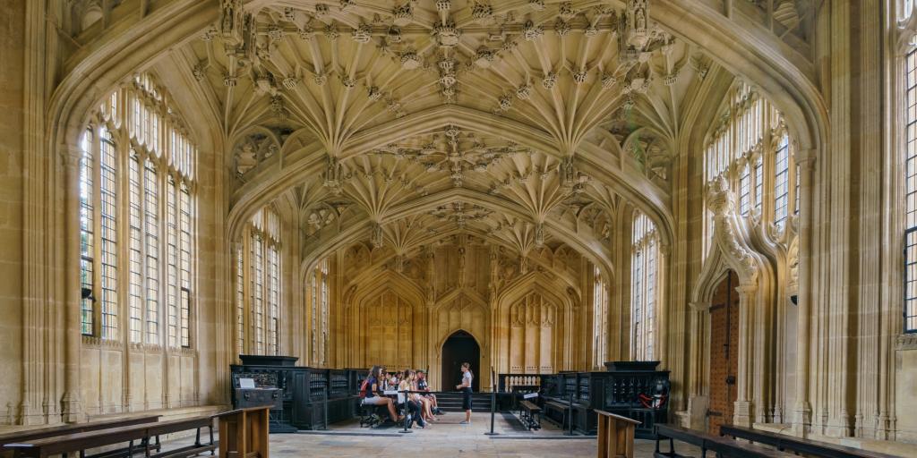 Interior view of the Divinity School in the Bodleian Library, Oxford