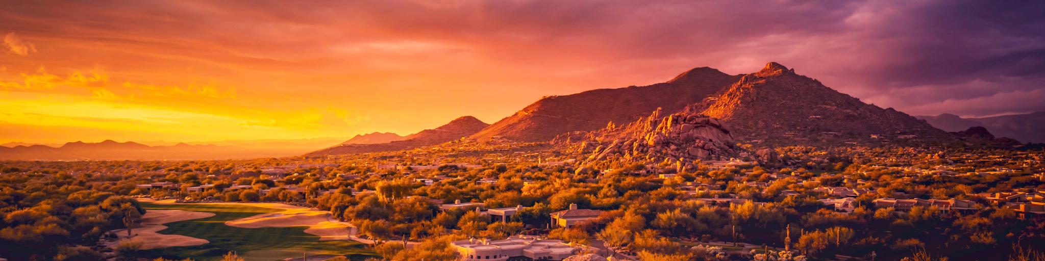 Arizona desert landscape at sunset