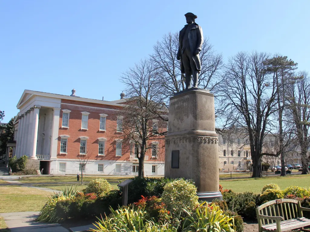 Statue of Robert Richard Randall, sea captain and the Revolutionary War soldier in the grounds of Snug Harbor, Staten Island
