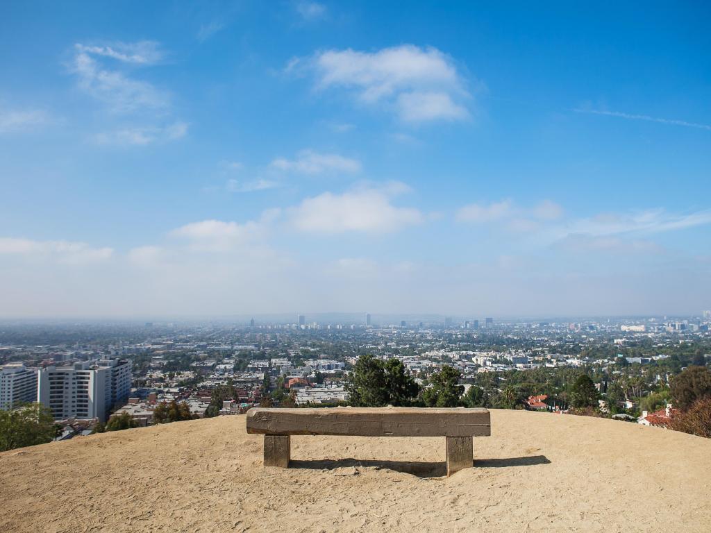 View on Los Angeles down town from runyon canyon park, California.