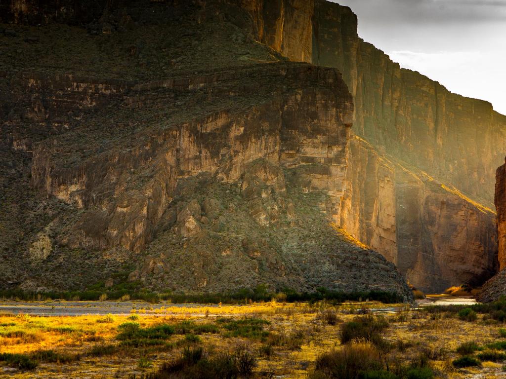Big Bend National Park, Texas, USA taken at Santa Elena Canyon in the early evening with incredible canyons on the distance.