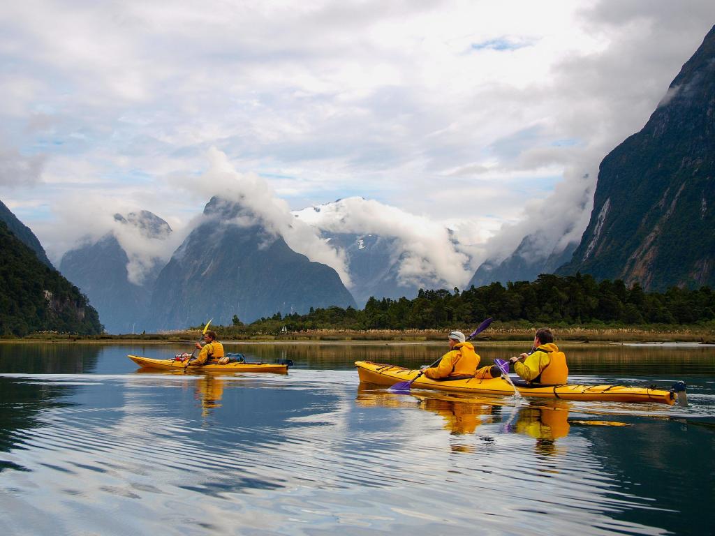Sea kayak in Milford Sound, New Zealand