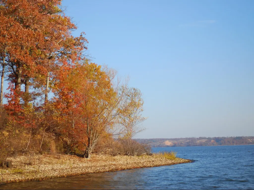 Tennessee River view from Paris Landing State Park in fall.