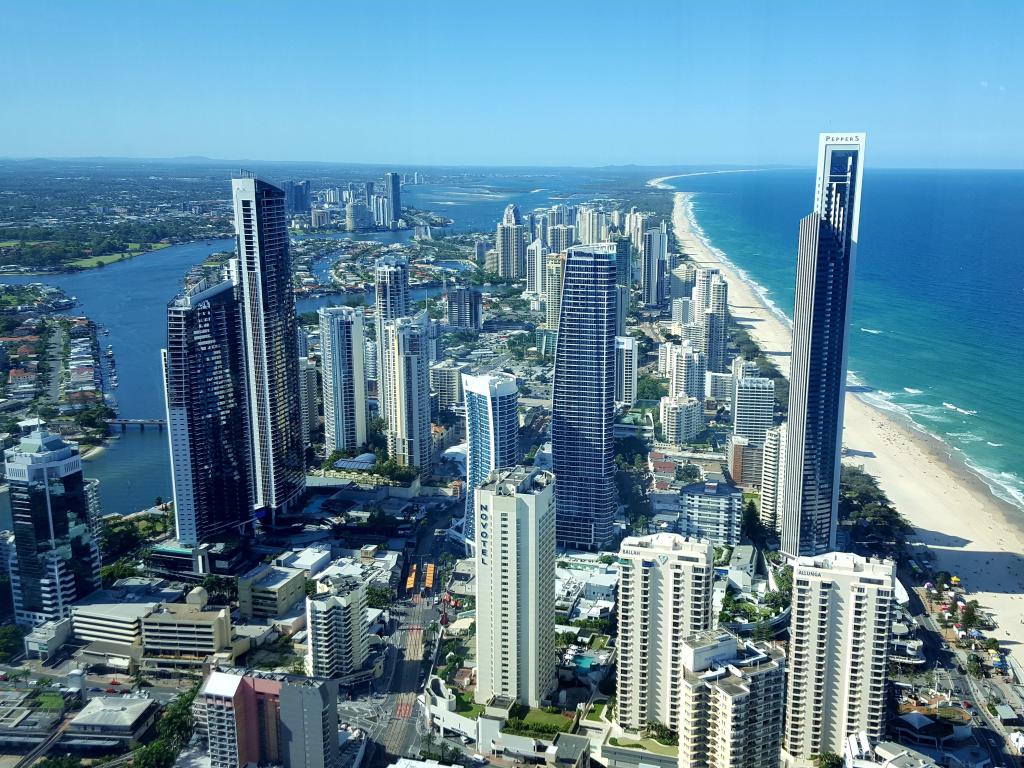 The view over the Gold Coast from the SkyPoint Observation Deck at Surfers Paradise