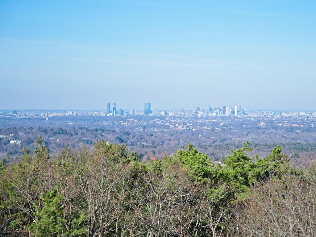 View of the Boston skyline from the top of Blue Hills Reservation