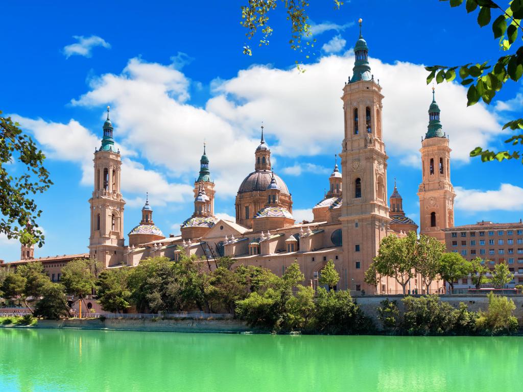 Cathedral and Ebro river in Zaragoza. Aragon, Spain