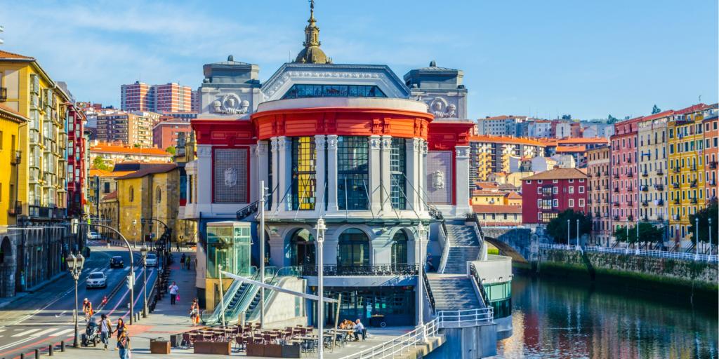 The distinctive Mercado de la Ribera covered market in Bilbao