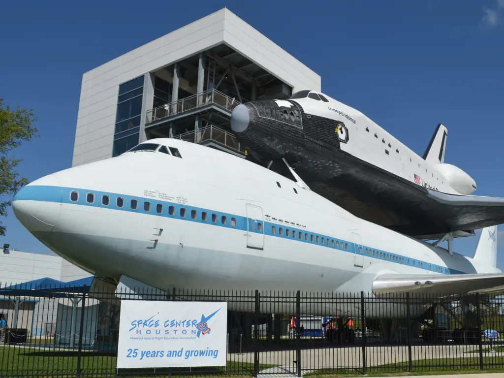 Replica shuttle on display at the Space Center Houston, Texas 
