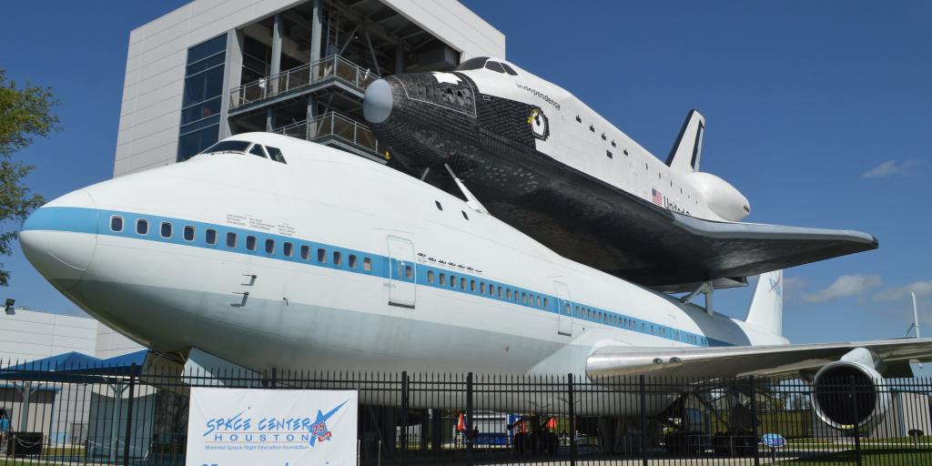 Replica shuttle on display at the Space Center Houston, Texas 