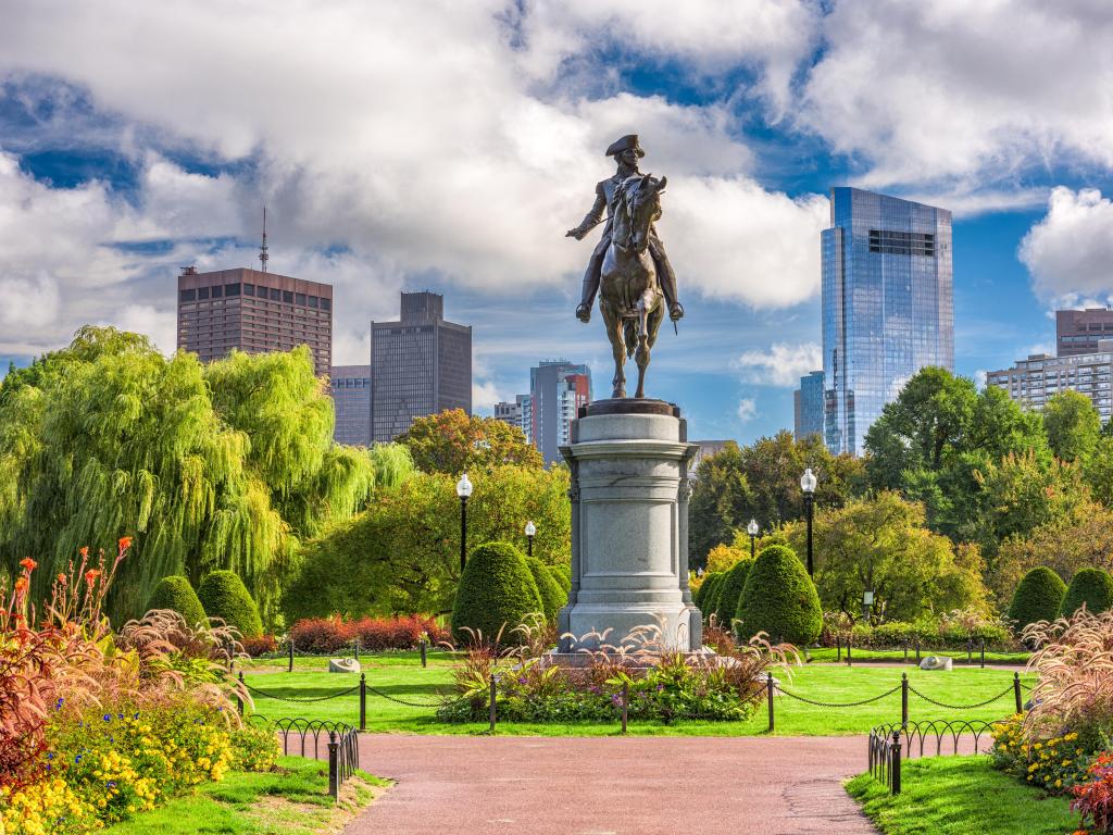 George Washington Monument at Public Garden in Boston, Massachusetts.