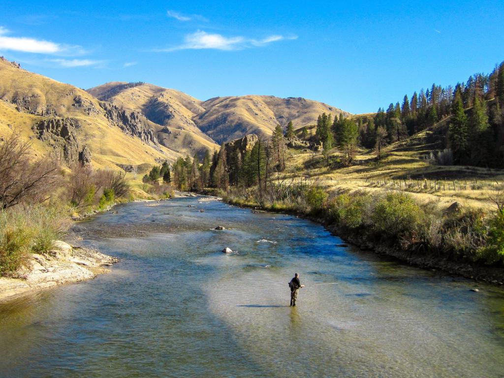 Fly fishing on the South Fork of the Boise River, Idaho
