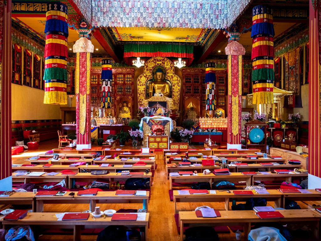  Prayer room at Karma Triyana Dharmachakra, which is located in the Catskill Mountains.