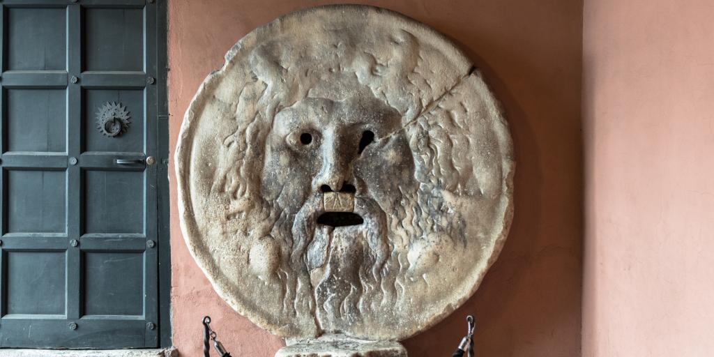 A front shot of The Mouth of Truth, Rome