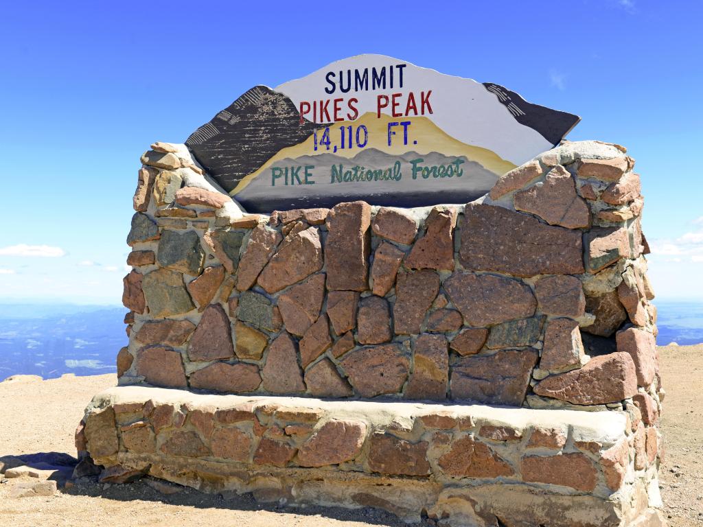 Summit Marker of Pikes Peak America's Mountain, Colorado 