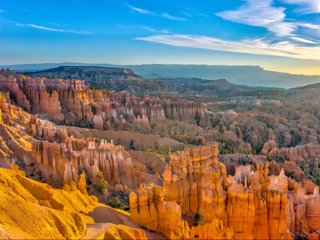 Bryce Canyon National Park, Utah, USA, take just before sunset with the rock formations leading into the distance.