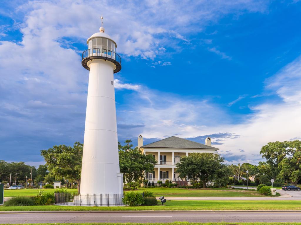 Biloxi, Mississippi, USA at Biloxi Lighthouse and visitor center taken on a sunny day.