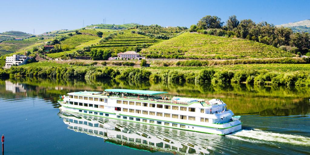 A boat on the river in the Douro Valley, Portugal 