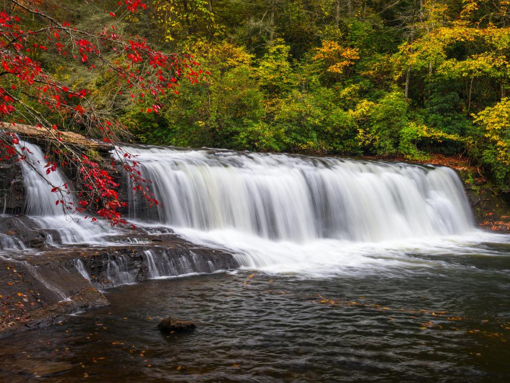 Autumn Waterfall Landscape North Carolina Blue Ridge Mountains at Dupont State Forest natural outdoor recreation area