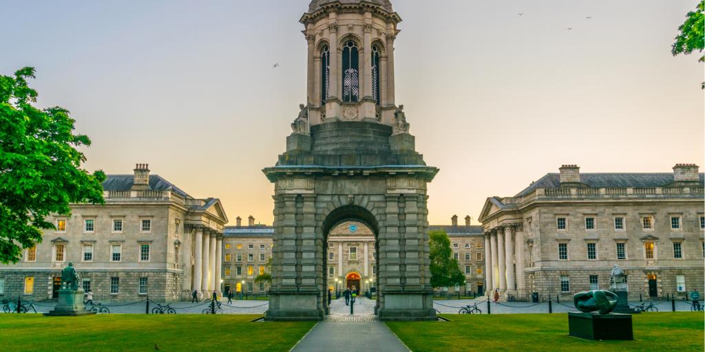 Campanile inside the Trinity College campus in Dublin, Ireland