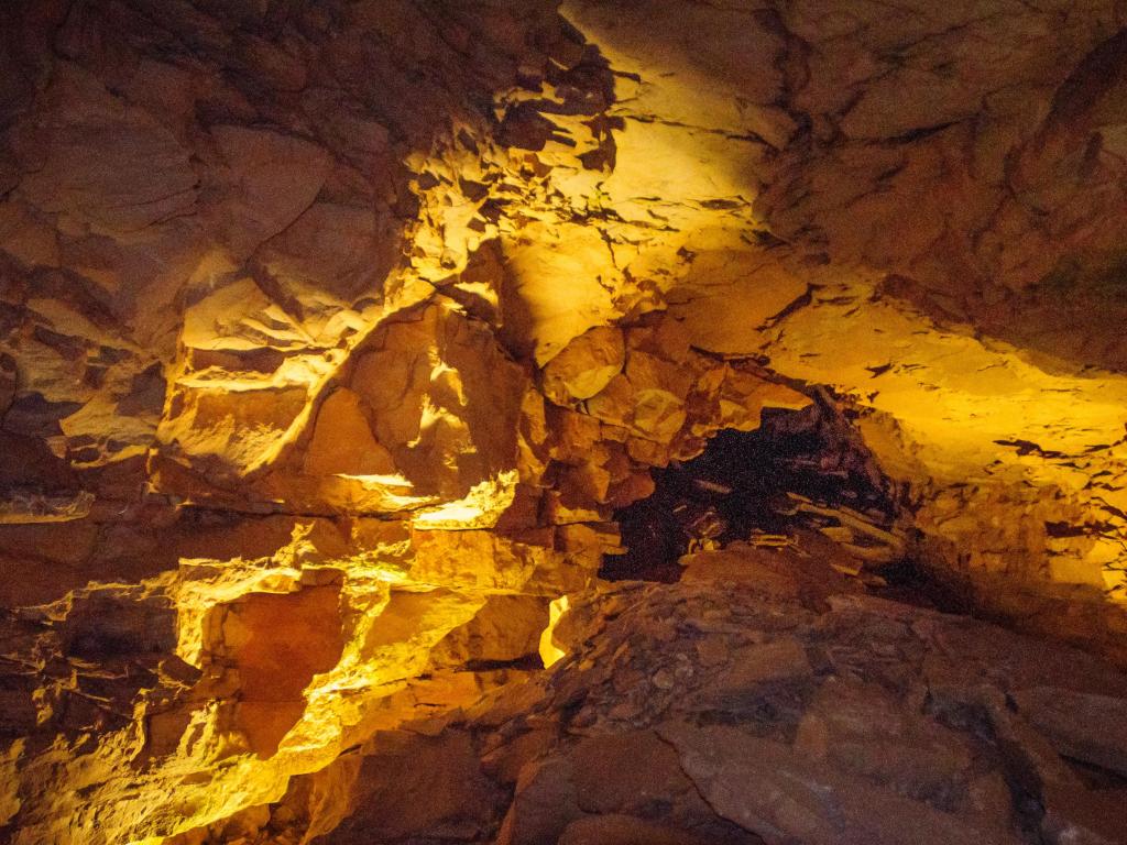 Mammoth Cave National Park, Kentucky, USA with a view of the cave roof.