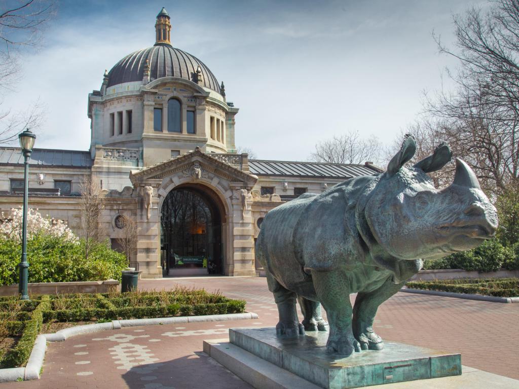 Landmark Zoo Center Building, formerly Elephant House, at the Bronx Zoo in New York City. 