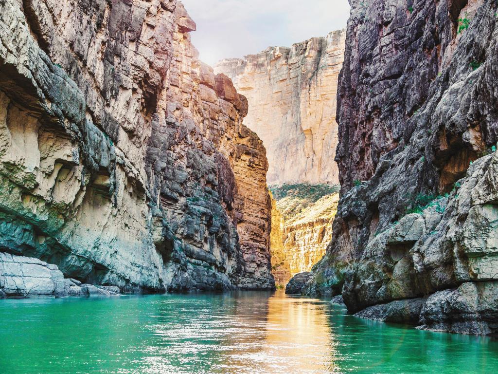 Big Bend National Park, USA with a beautiful scenic view of the Rio Grande River in Big Bend National Park at the border with Mexico.
